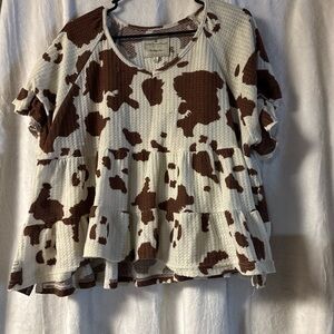 Simply Southern Brown and Cream Patterned Blouse
